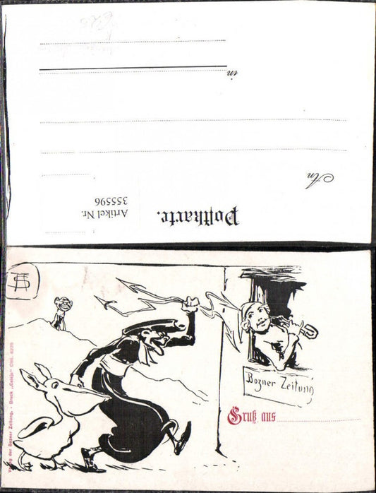 355596,Künstler Karikatur Reklame Bozner Zeitung Bozen Hexe