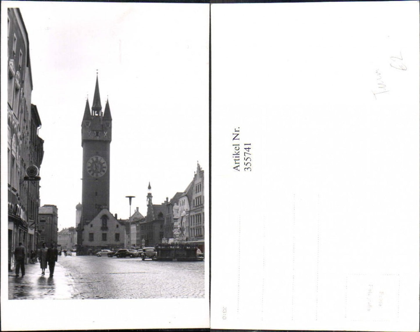355741, Photo Ak Tower with clock Town square Automobiles