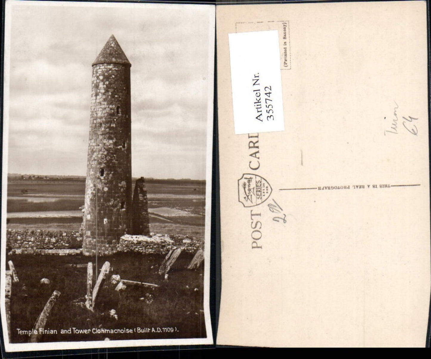 355742,Turm Temple Finian and Tower Chlomacnoise Built A.D. 1109