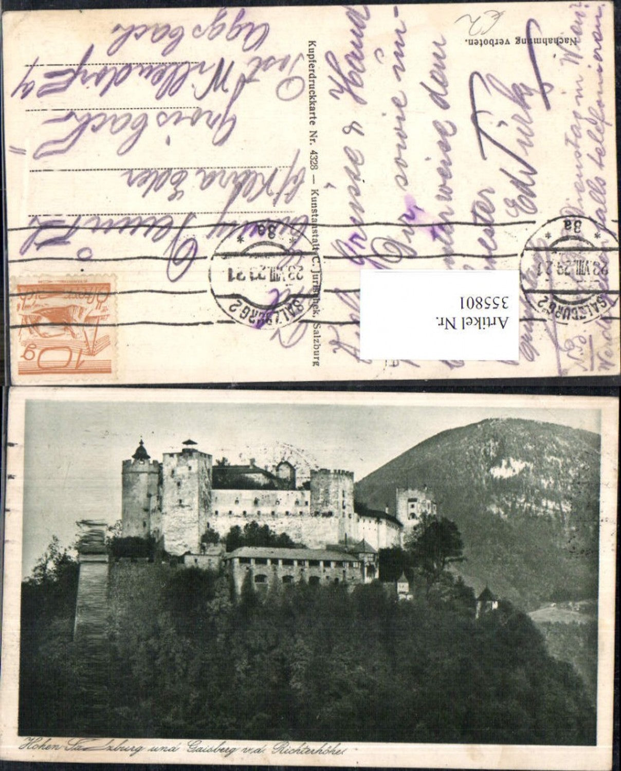 355801,Hohensalzburg u. Gaisberg v. d. Richterhöhe Festung