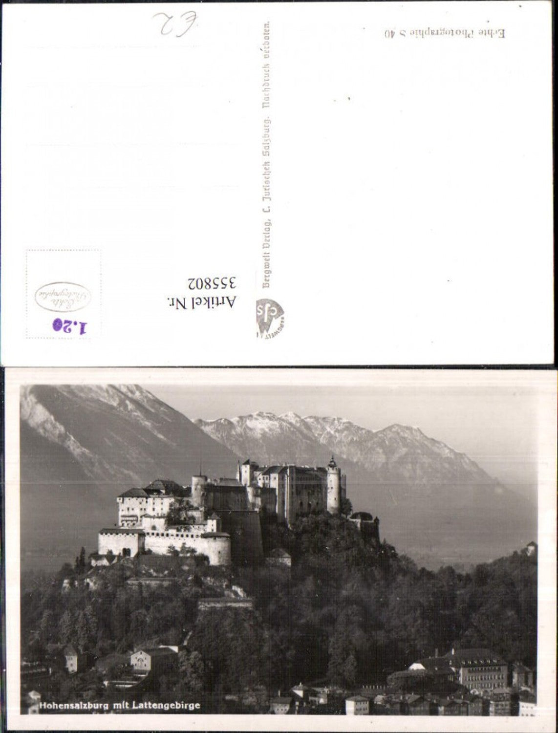 355802,Foto Ak Hohensalzburg m. Lattengebirge Festung
