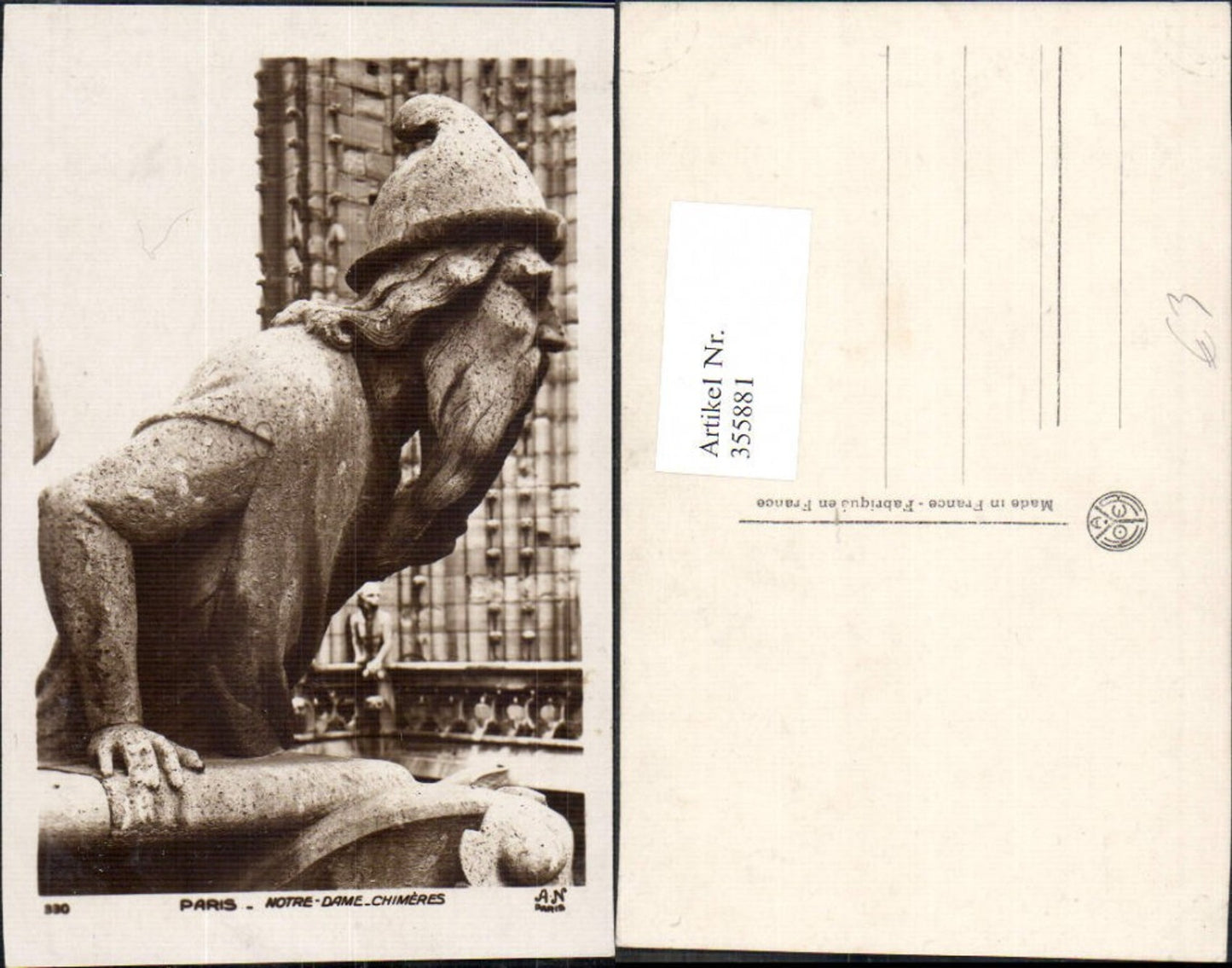 355881,Paris Notre Dame Chimeres Figur Dach Kirche