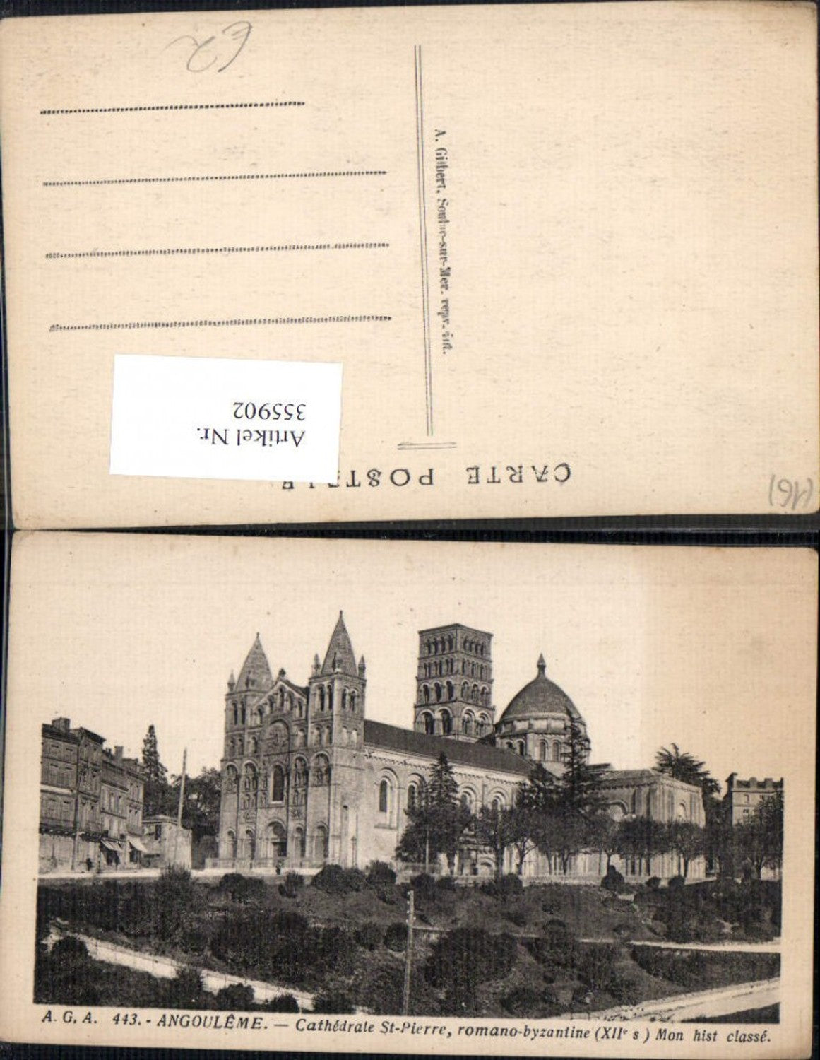 355902,Angouleme Cathedrale St Pierre romano-byzantine Mon hist classe