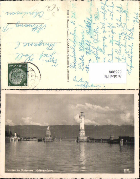 355908,Leuchtturm Lindau im Bodensee Hafeneinfahrt Löwendenkmal Schiff Dampfer