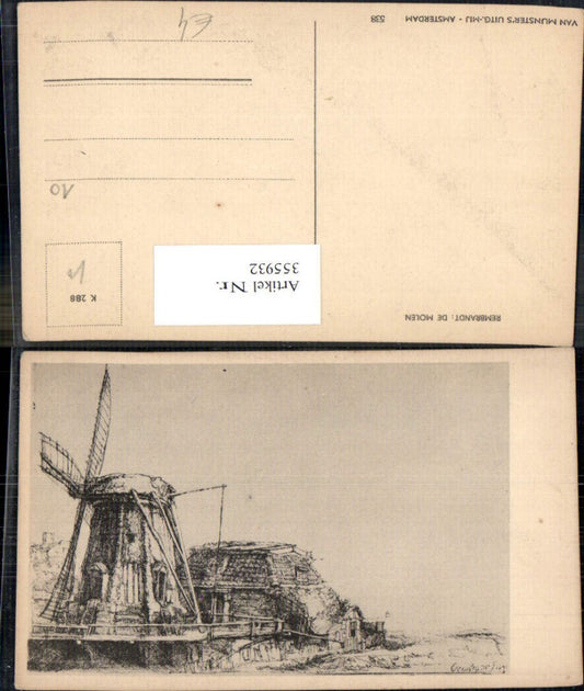 355932,Künstler Ak Rembrandt De Molen Windmühle