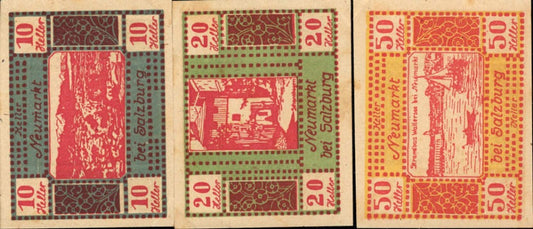 356045,3 Scheine Notgeld Neumarkt b. Salzburg Heller 10,20,50