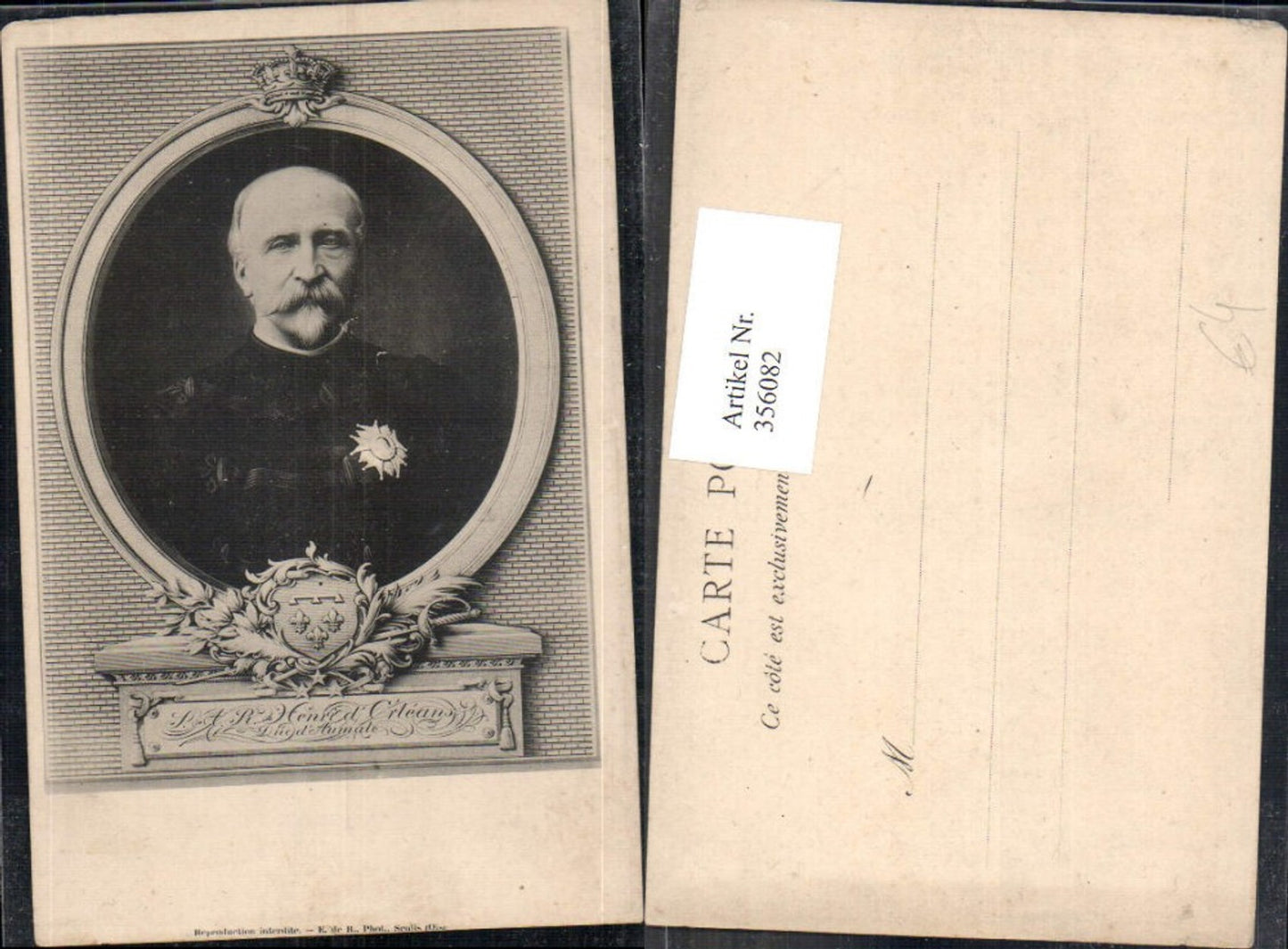 356082,Henri d Orleans Portrait Passepartout Adel Monarchie