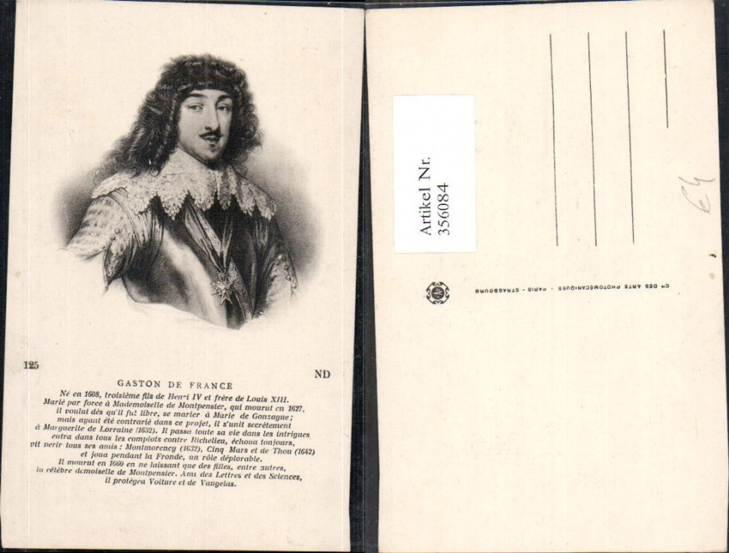 356084,Gaston de France Portrait Adel Monarchie
