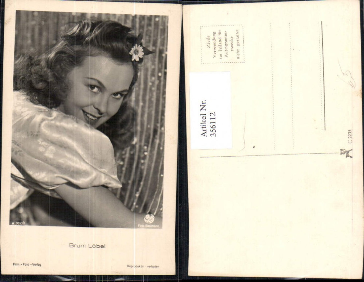 356112,Schauspielerin Bruni Löbel pub Film Foto Verlag A 3853/1