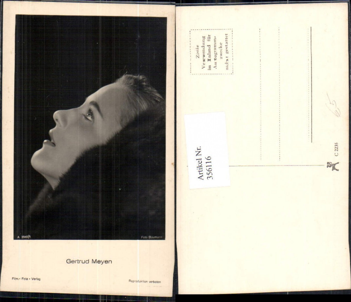 356116,Schauspielerin Gertrud Meyen pub Film Foto Verlag A 3940/1
