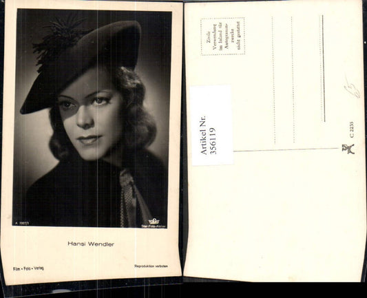 356119,Schauspielerin Hansi Wendler pub Film Foto Verlag A 3907/1