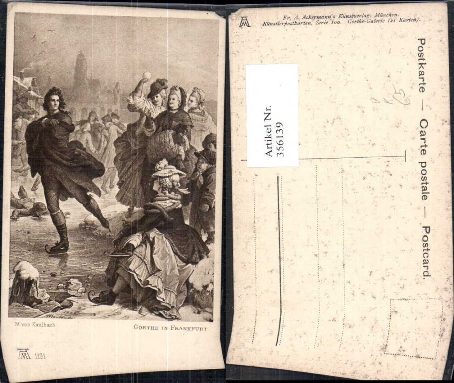 356139,Künstler Ak W. von Kaulbach Goethe in Frankfurt pub F. A. Ackermann Serie 100/1191
