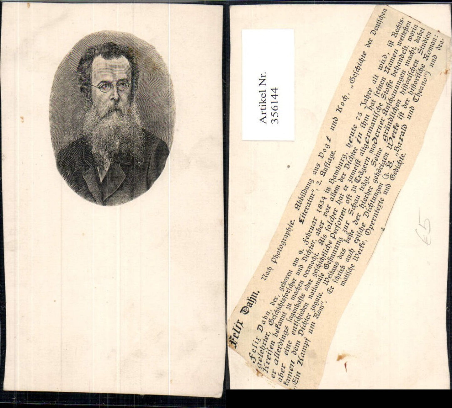 356144,Künstler Ak Felix Dahn Schriftsteller Portrait