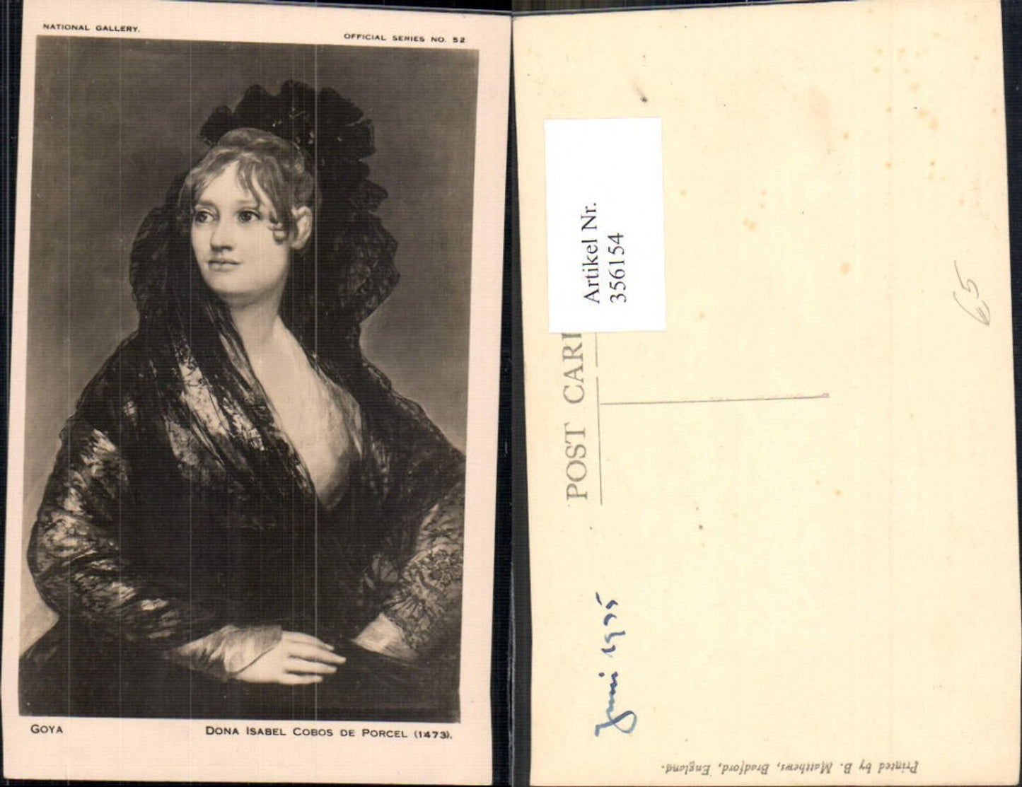 356154,Künstler Ak Goya Dona Isabel Cobos de Porcel