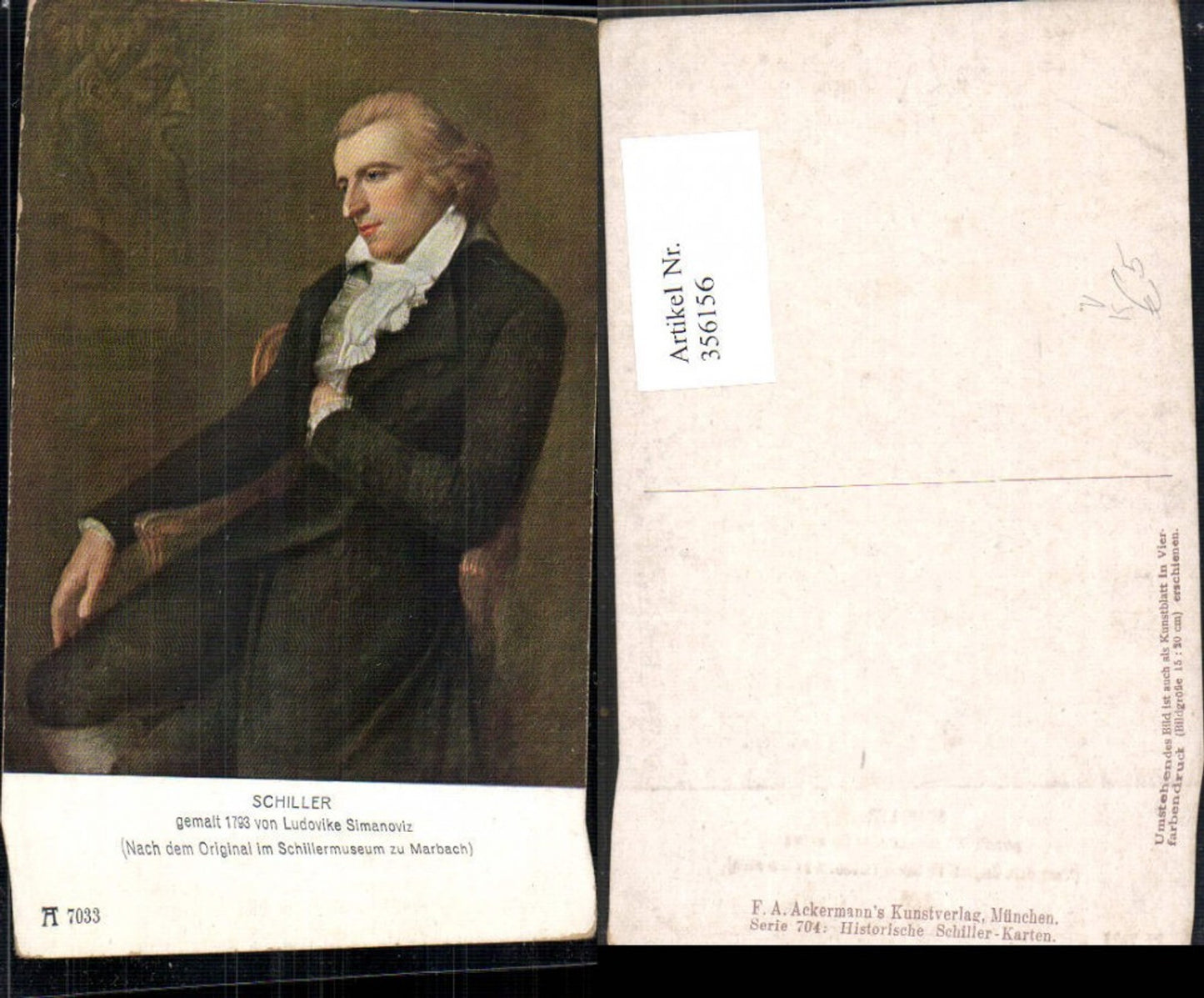 356156,Künstler Ak Ludovike Simanoviz Schiller Portrait pub F. A. Ackermann 704/7033
