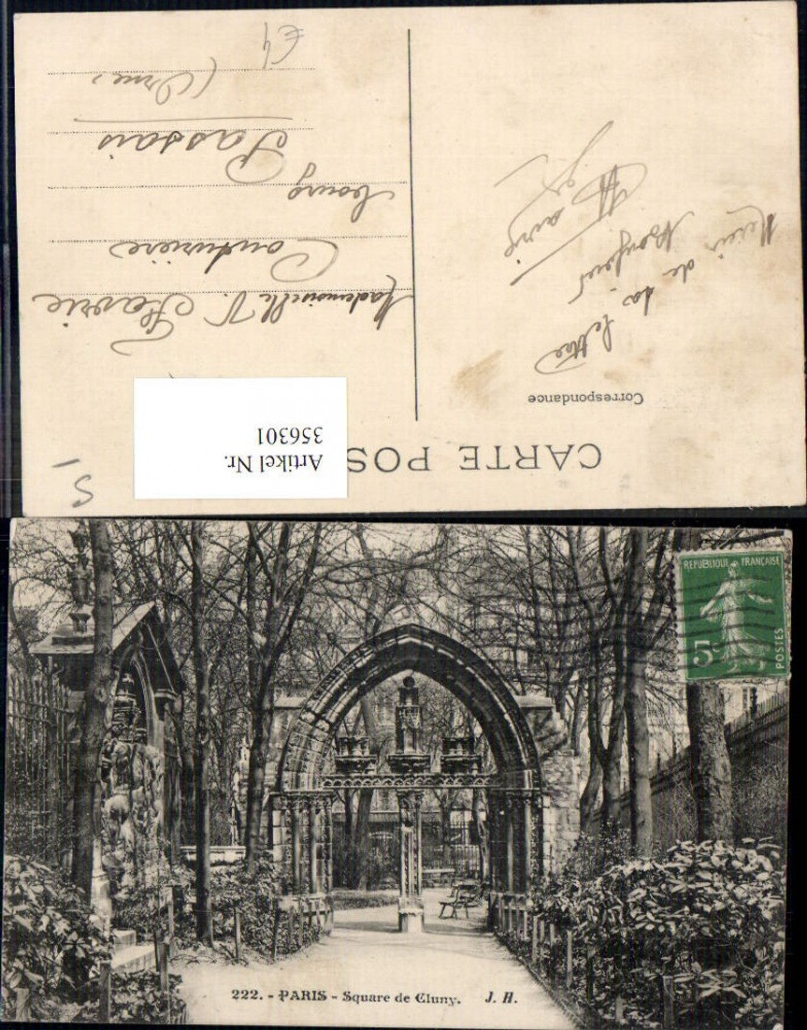 356301,Ile-de-France Paris Square de Cluny Park Bogen Tor