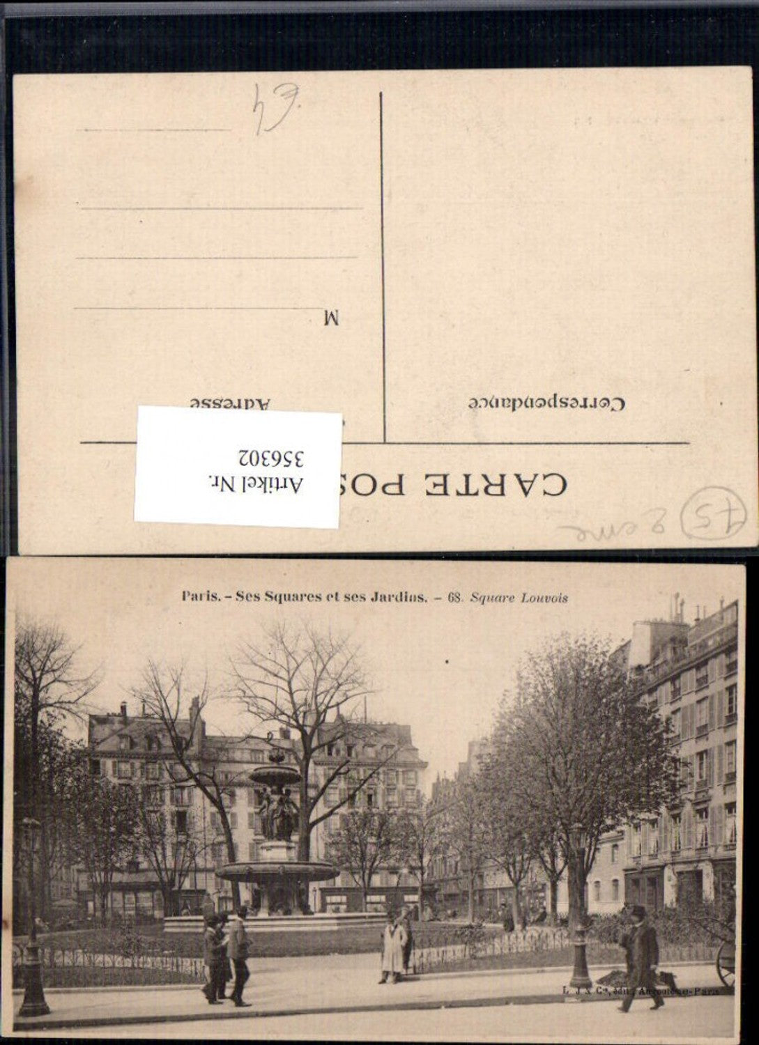 356302,Ile-de-France Paris Ses Squares et ses Jardins Square Louvois Platzansicht Brunnen