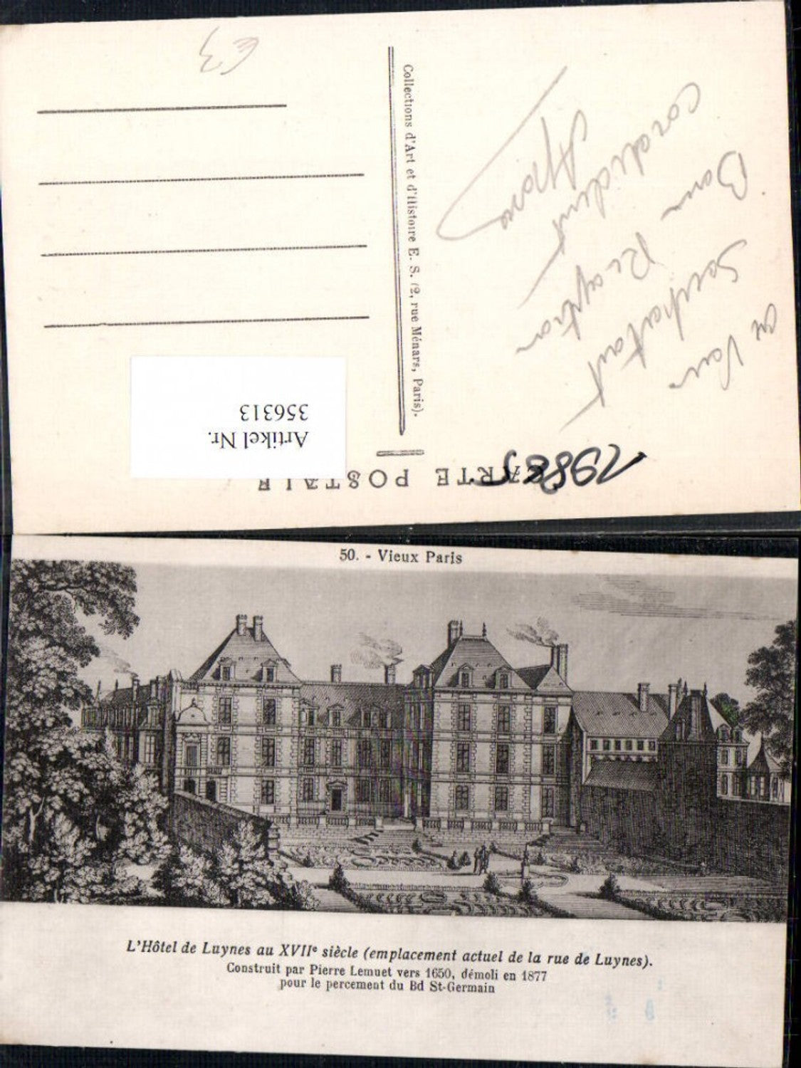 356313,Künstler Ak Ile-de-France Paris L Hotel de Luynes au XVII