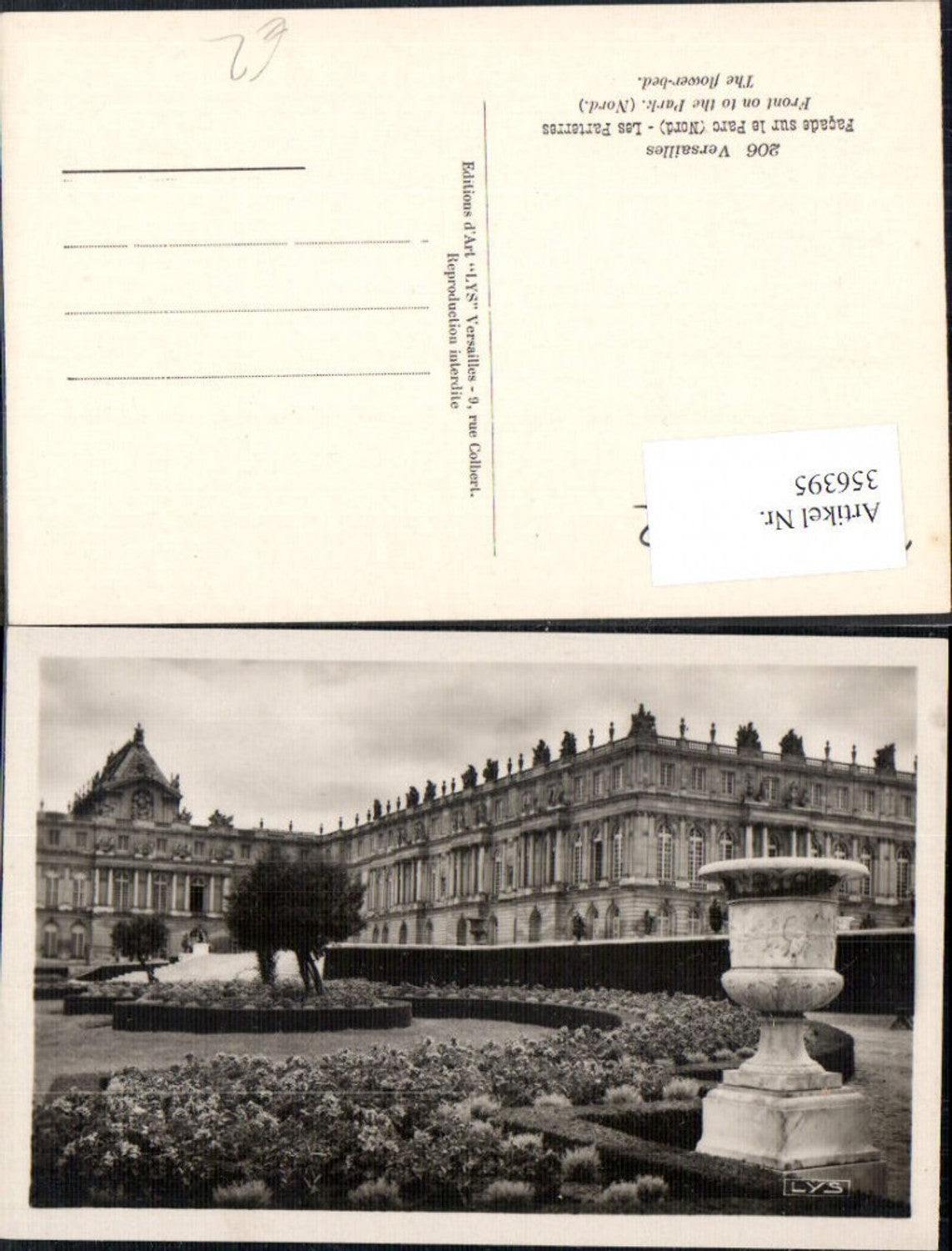 356395,Ile-de-Franche Yvelines Versailles Schloss Facade sur la Parc Nord Le Parterres Blumenbeet
