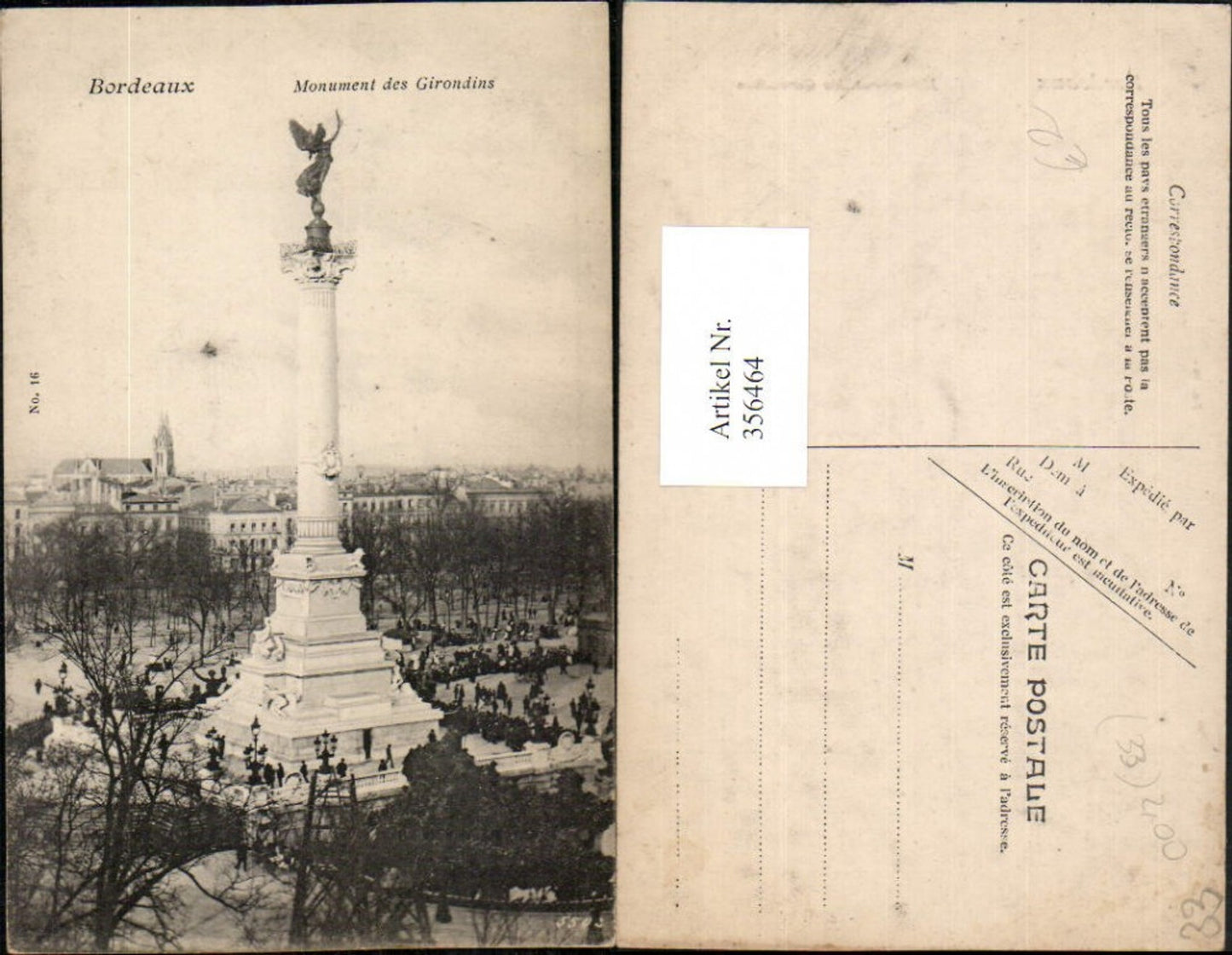 356464,Aquitanien Gironde Bordeaux Monument des Girondins Säule