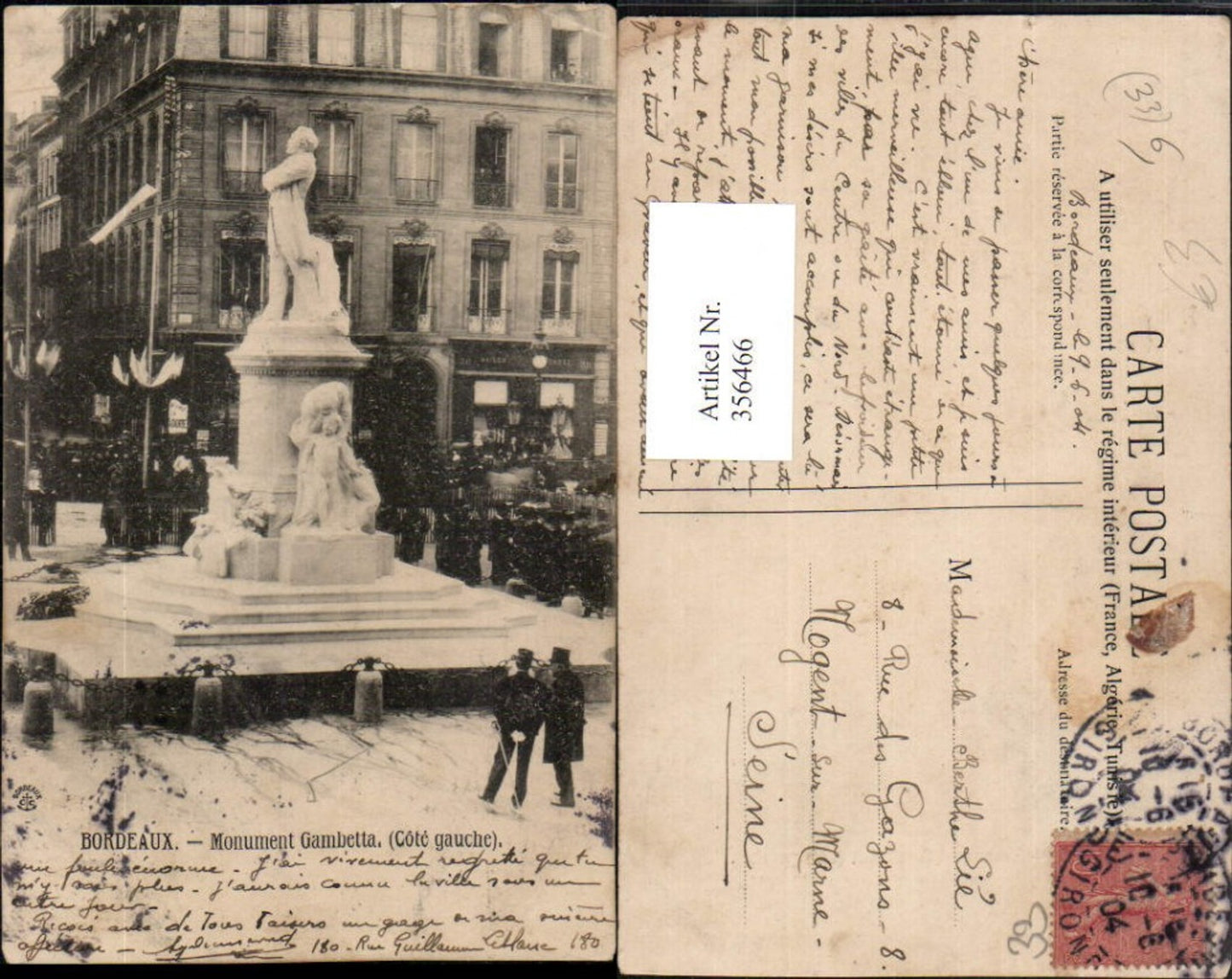 356466,Aquitanien Gironde Bordeaux Monument Gambetta Denkmal