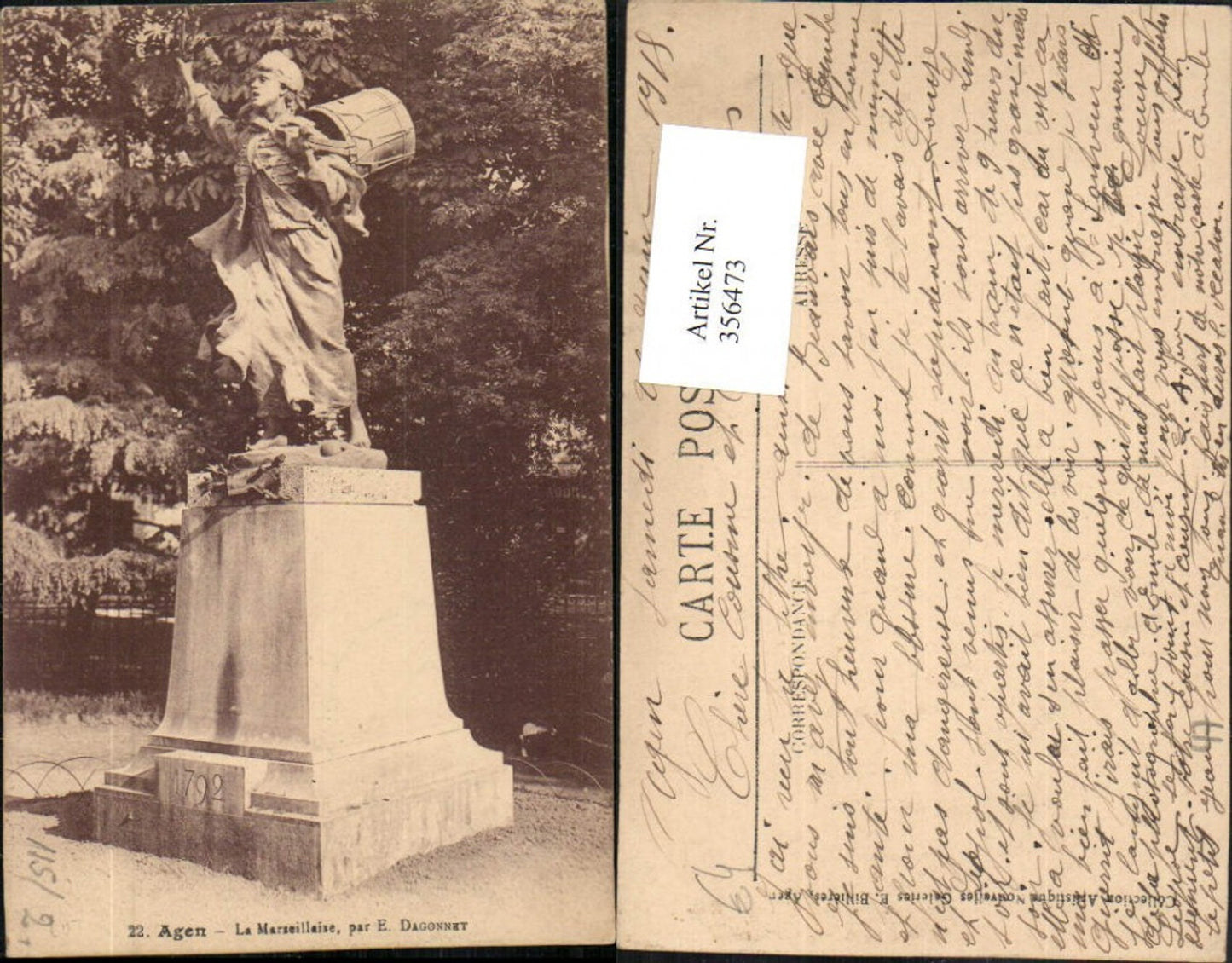 356473,Aquitanien Lot-et-Garonne Agen La Marseillaise Monument Statue