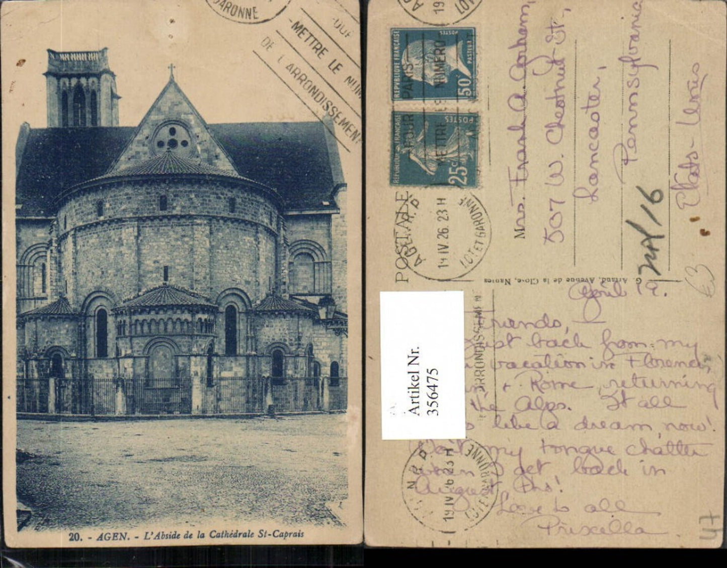 356475,Aquitanien Lot-et-Garonne Agen L'Abside de la Cathedrale St-Caprais Kirche