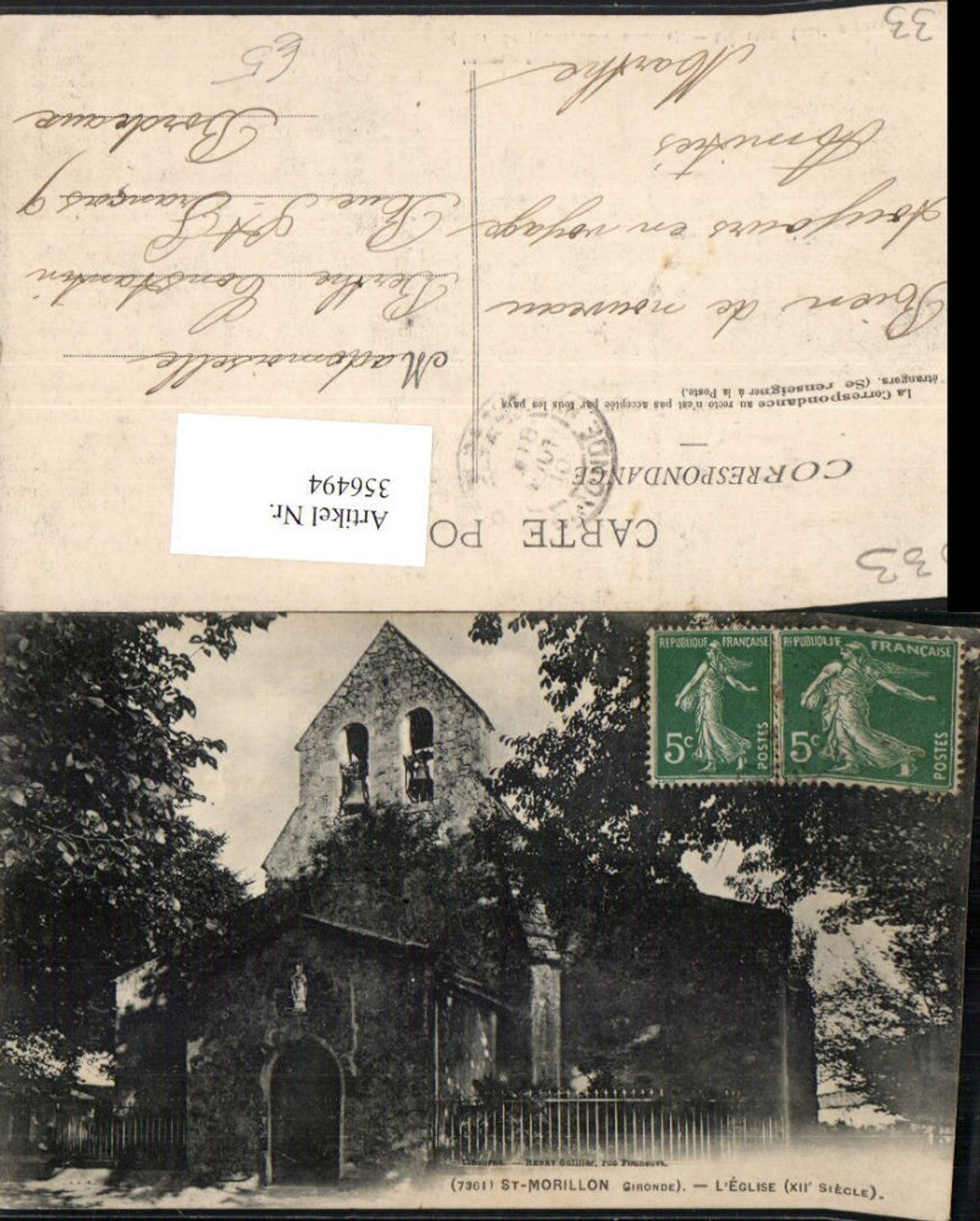 356494,Aquitanien Gironde St-Morillon L'Eglise Kirche