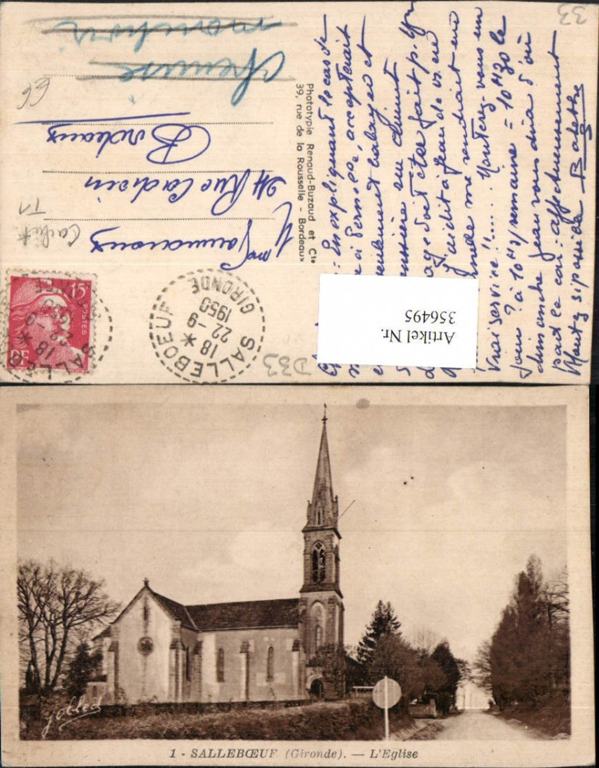 356495,Aquitanien Gironde Salleboeuf L'Eglise Kirche