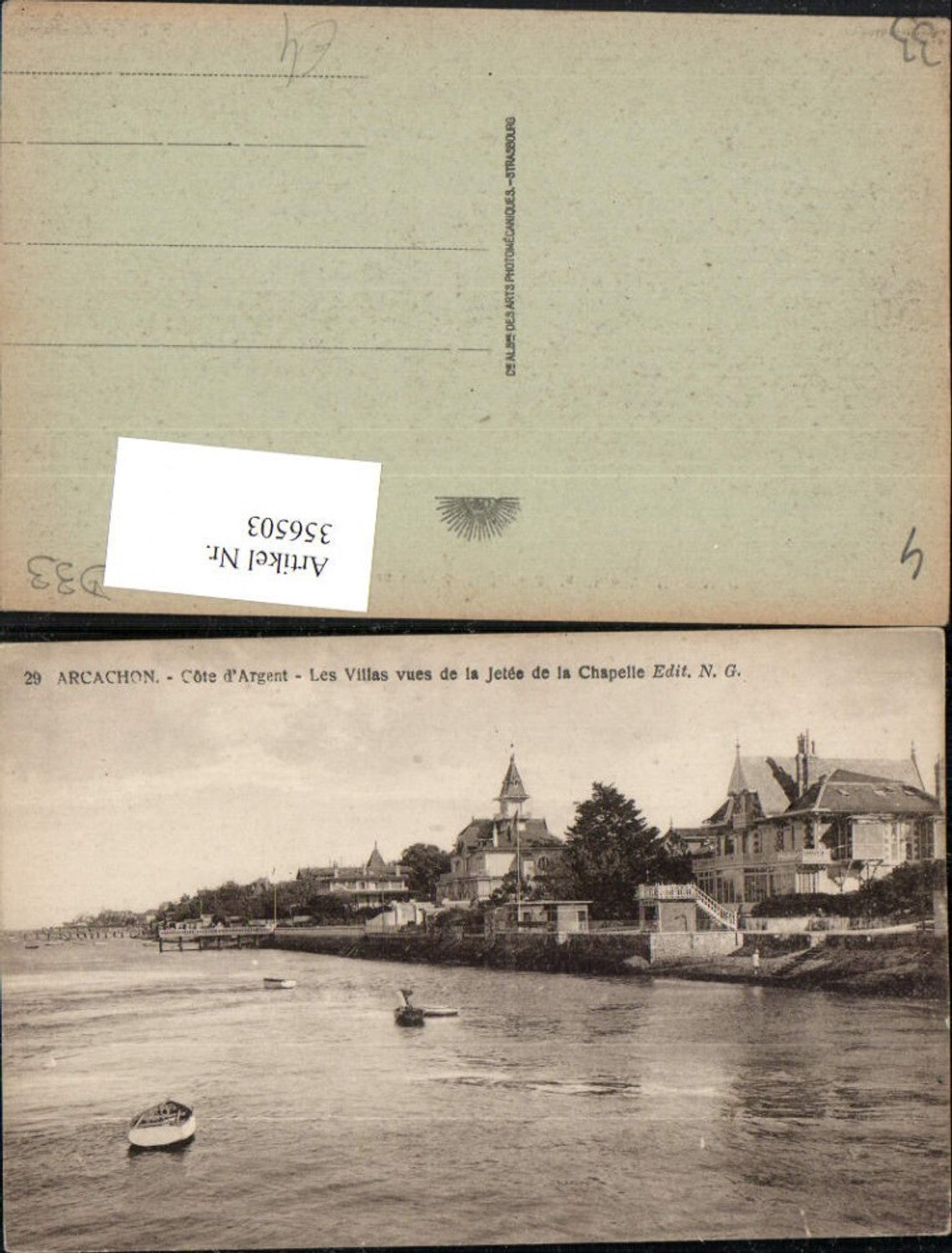 356503,Aquitanien Gironde Arcachon Les Villas vues de la Jetee de la Chapelle Ufer