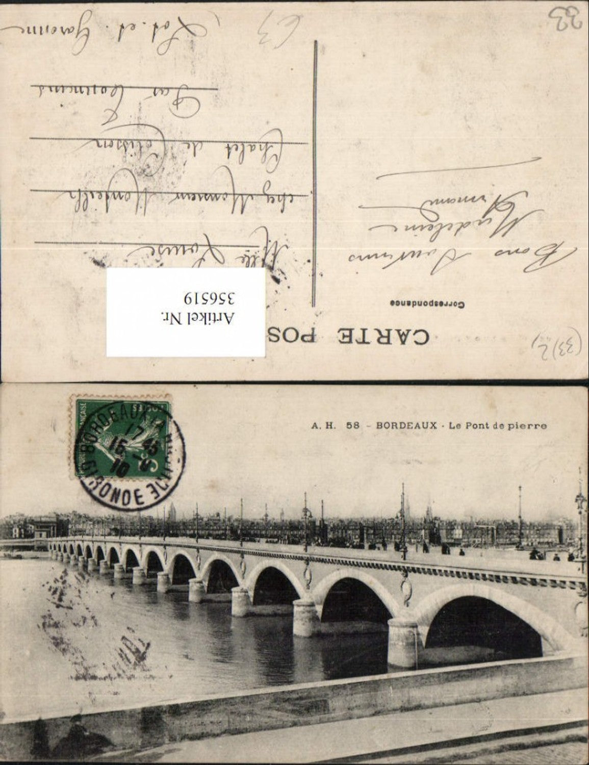 356519,Aquitanien Gironde Bordeaux Le Pont de pierre Brücke