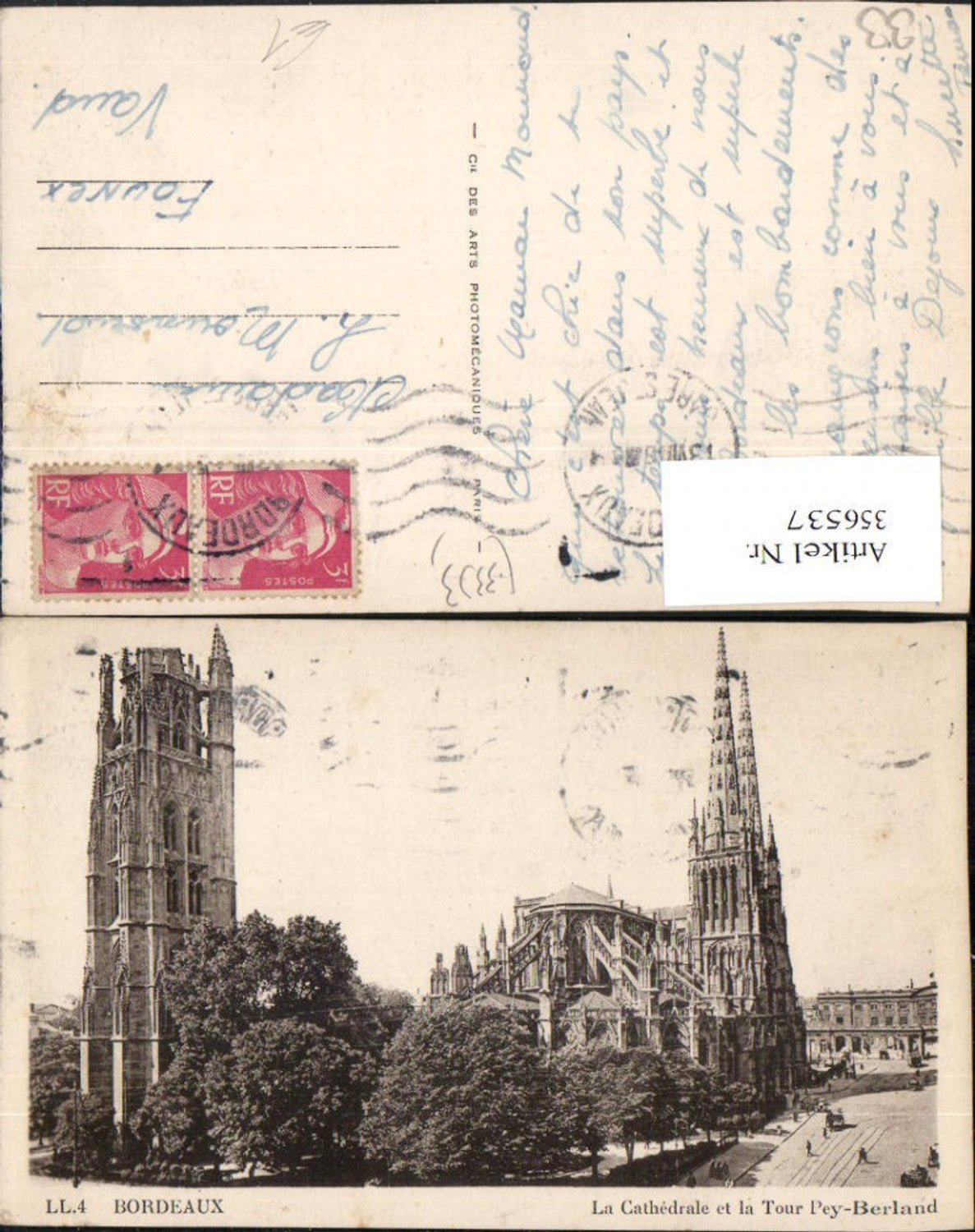356537,Aquitaine Gironde Bordeaux La Cathedrale et la Tour Pey-Berland church tower