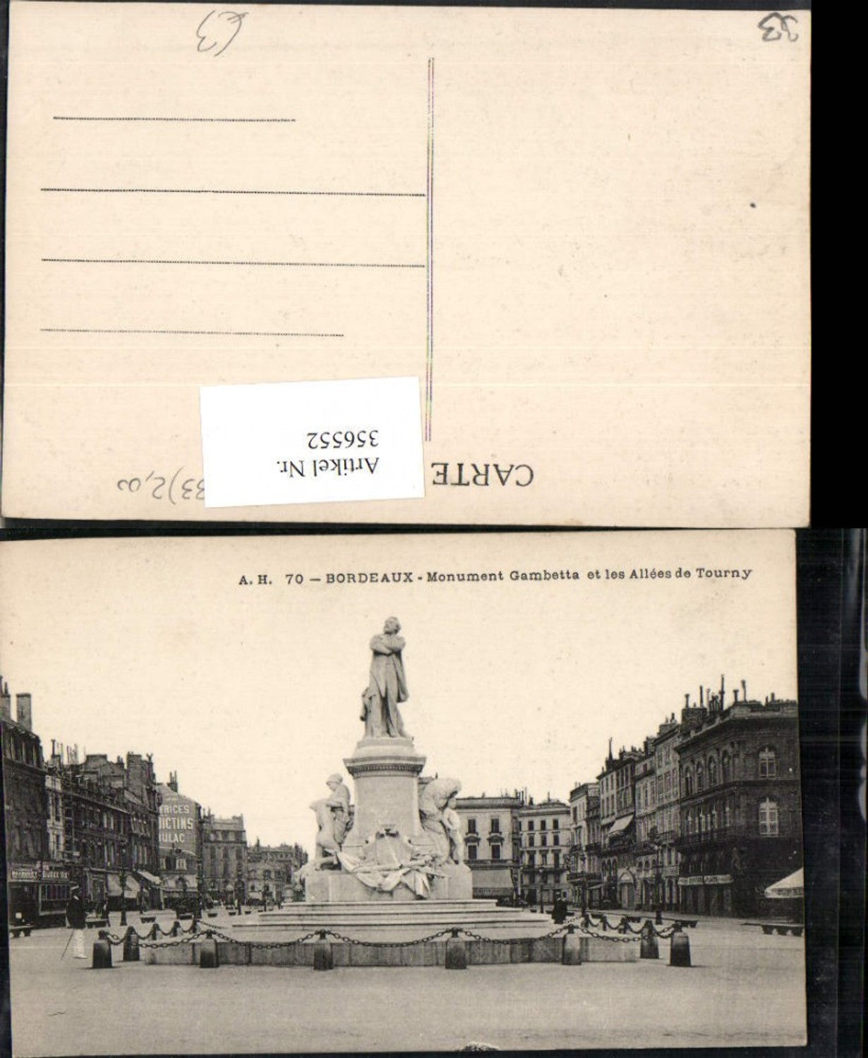 356552,Aquitanien Gironde Bordeaux Monument Gambetta et les Allees de Tourny Denkmal
