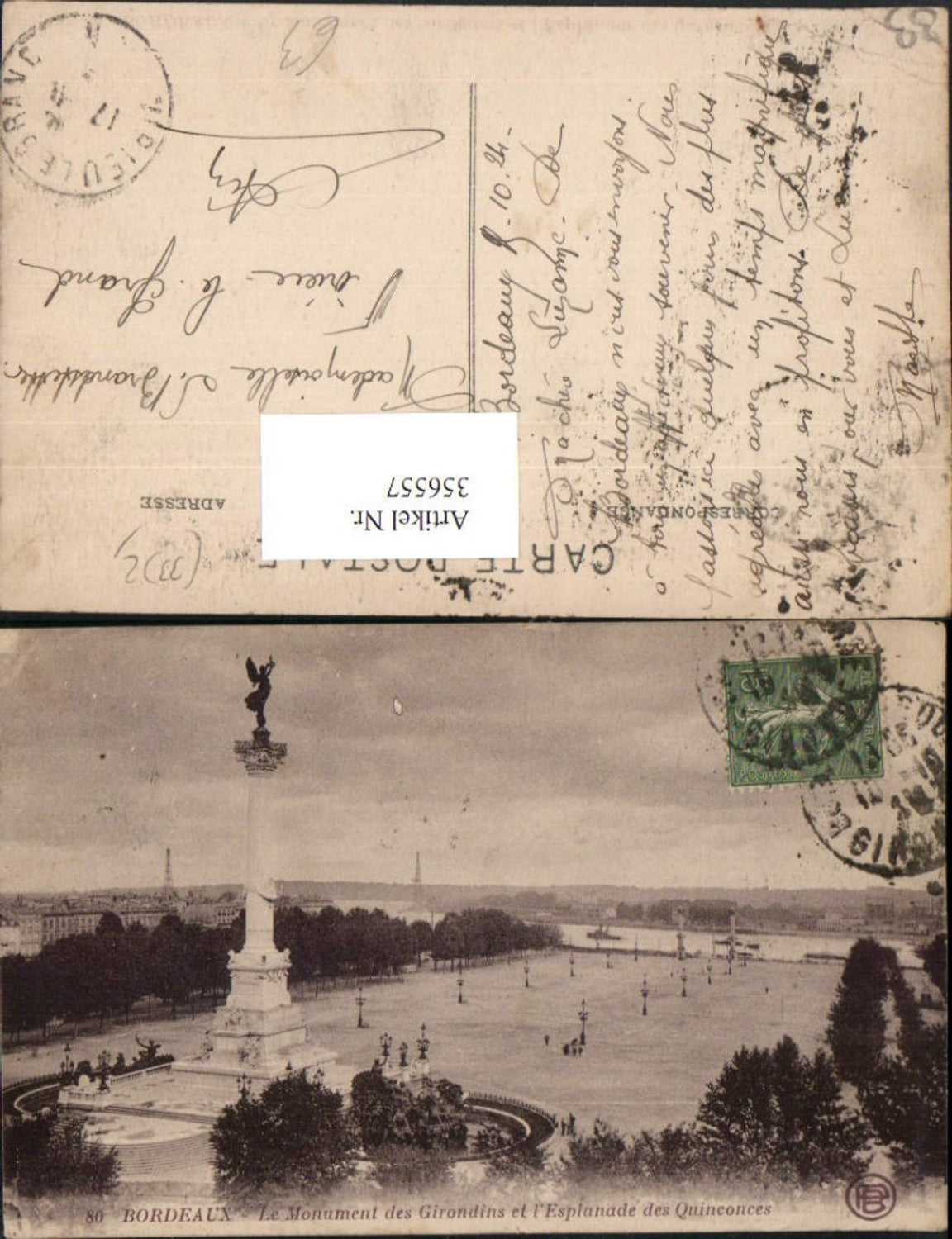 356557,Aquitanien Gironde Bordeaux Monument Girondins et Esplanade Quinconces Säule