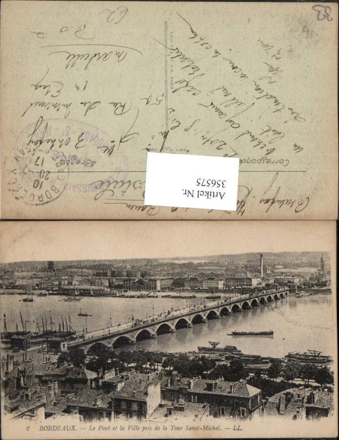 356575,Aquitanien Gironde Bordeaux Pont et la Ville pris de la Tour Saint-Michel Brücke