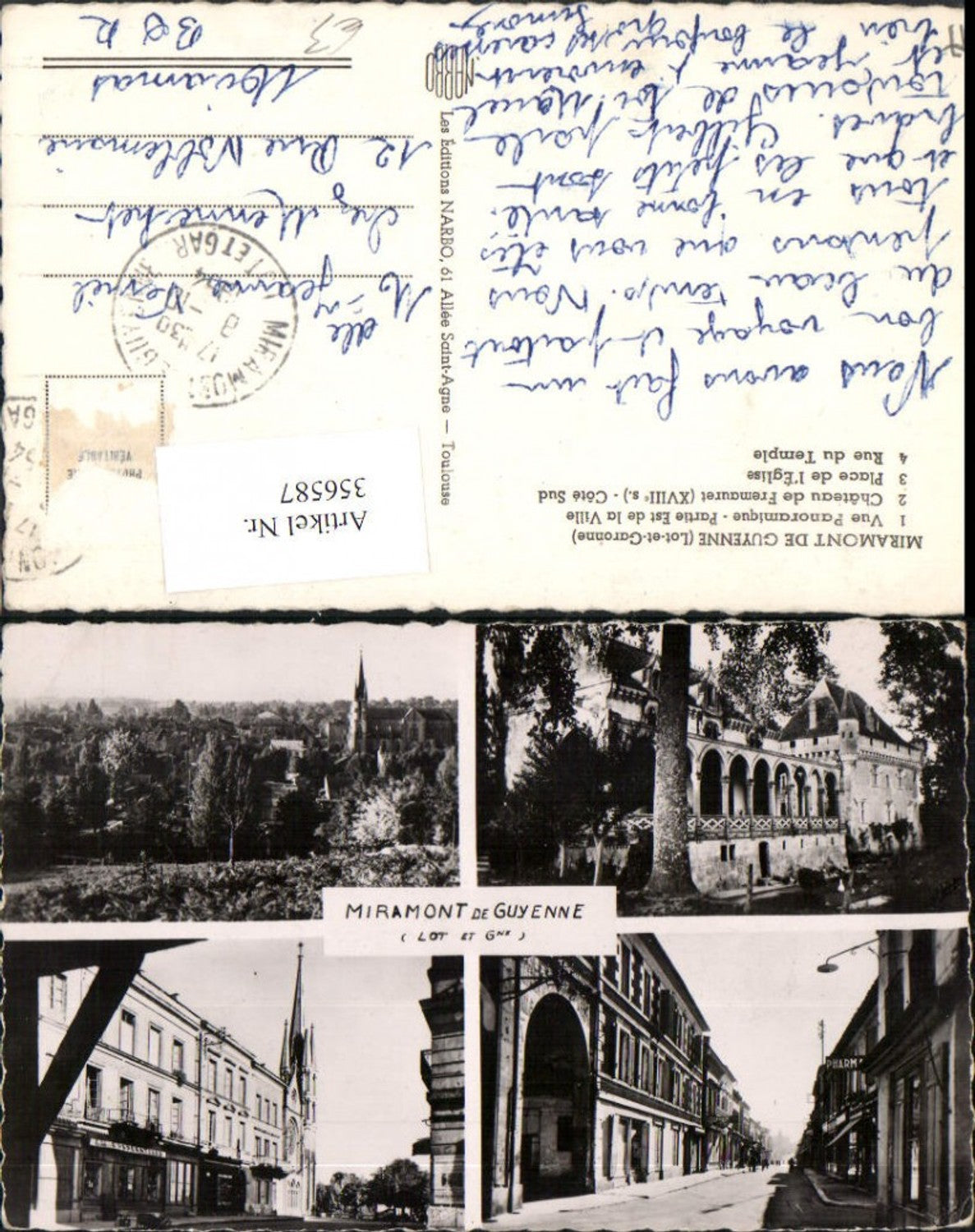 356587,Aquitanien Lot-et-Garonne Miramont de Guyenne Totale Schloss Kirche Mehrbildkarte