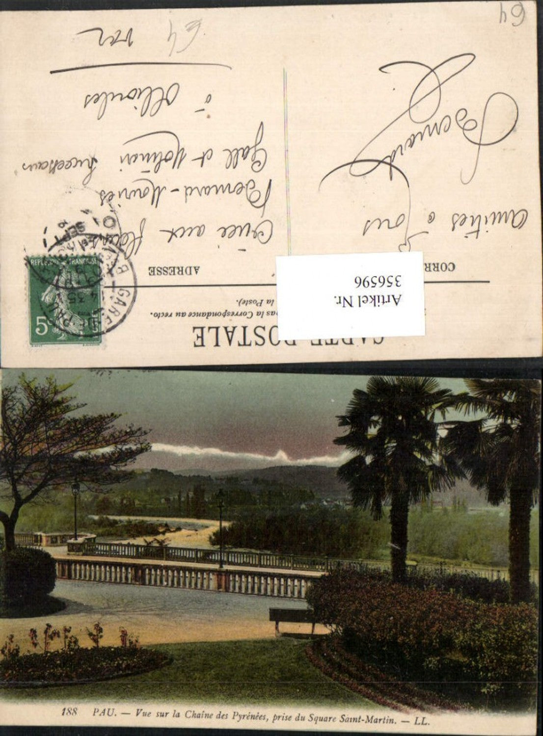 356596,Aquitanien Pyrenees-Atlantiques Pau Vue sur la Chaine Pyrenees prise du Square Saint-Martin