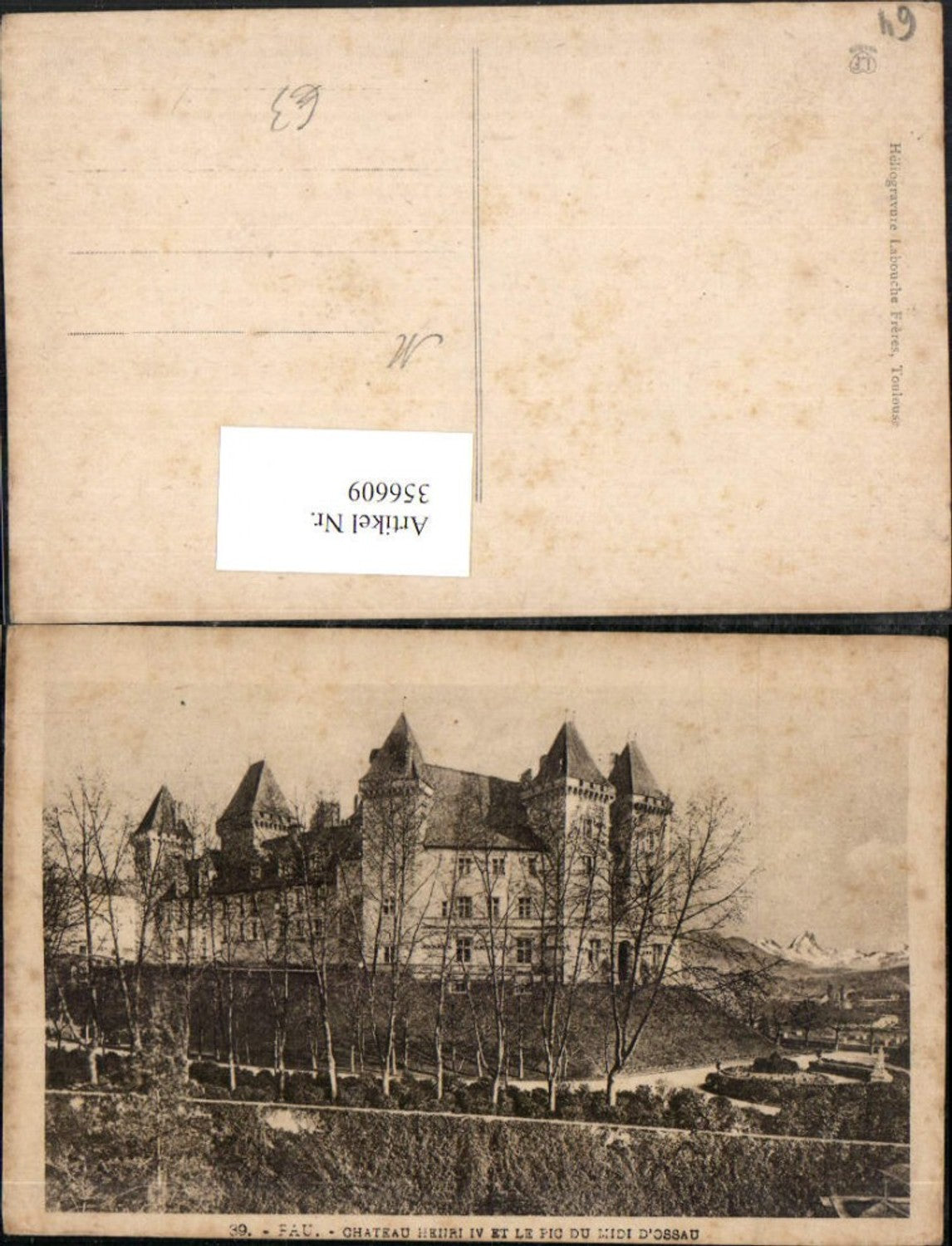 356609,Aquitaine Pyrenees-Atlantiques Pau Chateau Henri IV and the Pic du Midi Ossau Castle