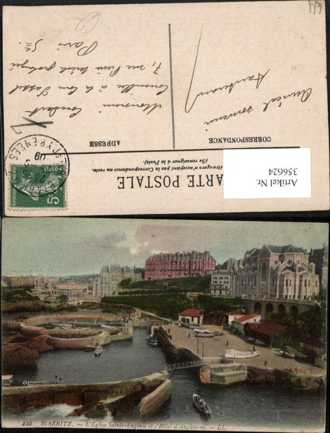 356624,Aquitanien Pyrenees-Atlantiques Biarritz Eglise Saint-Eugenie et Hotel Angleterre Kirche
