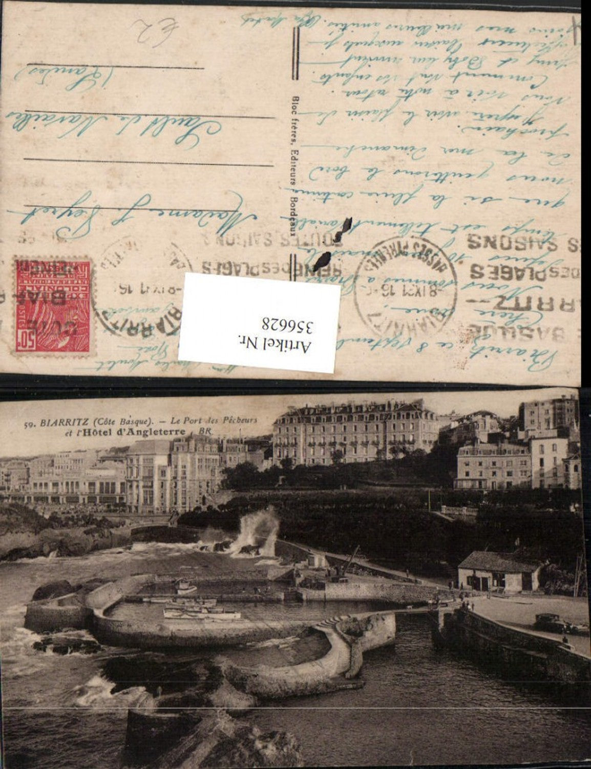 356628,Aquitanien Pyrenees-Atlantiques Biarritz Port des Pecheurs et Hotel Angleterre Hafen