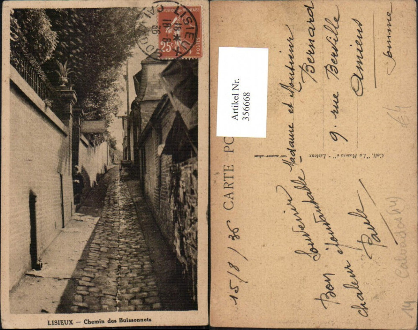 356668,Basse-Normandie Calvados Lisieux Chemin des Buissonnets Gasse
