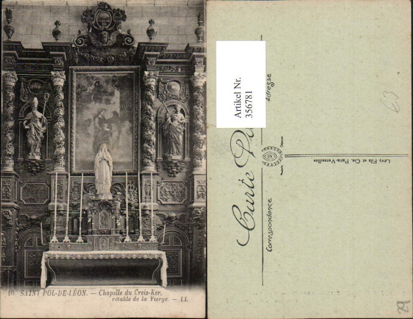 356781,Bretagne Finistere Saint-Pol-de-Leon Chapelle du Creis-Ker retable de la Vierge Altar