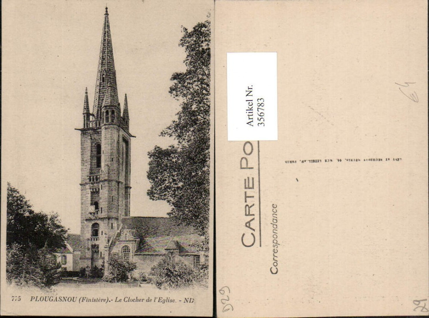 356783,Bretagne Finistere Plougasnou Le Clocher de l'Eglise Glockenturm Kirche