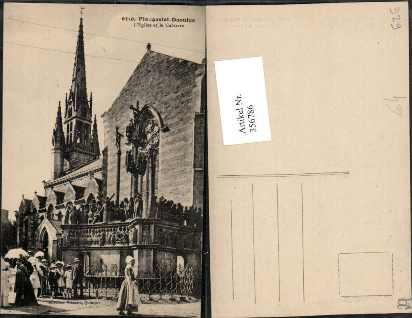 356786,Bretagne Finistere Plougaste-Daoulas L'Eglise et le Calvaire Kirche Kruzifix