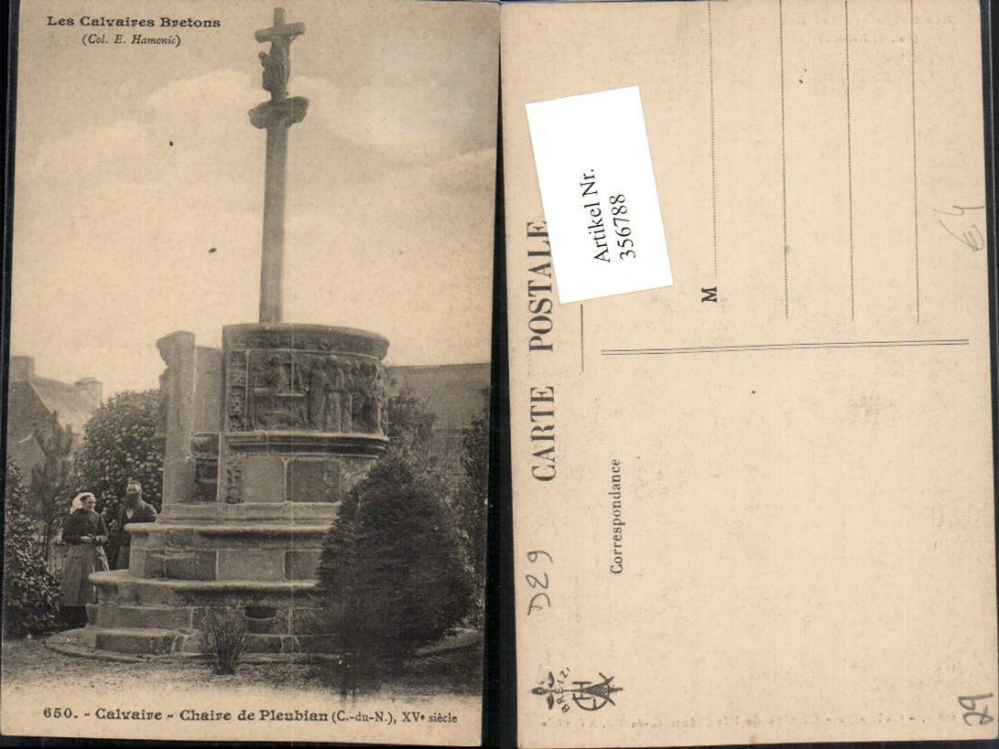 356788,Bretagne Finistere Calvaire Bretons Chaire de Pleubian Kruzifix