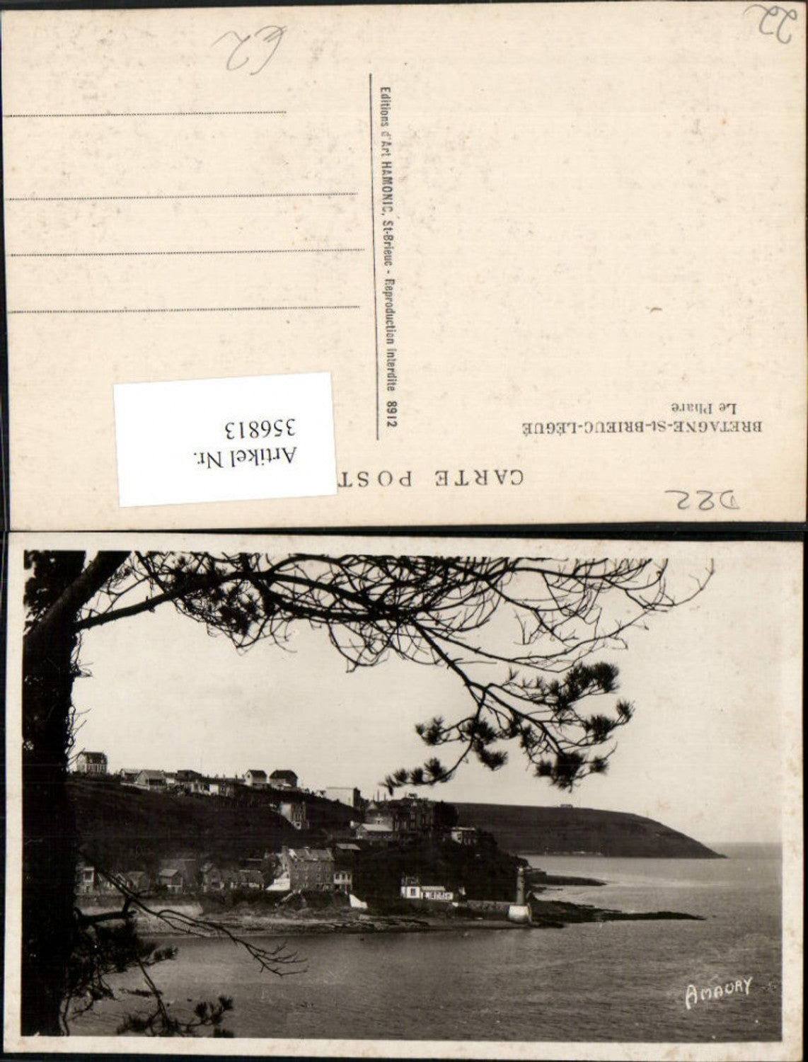 356813,Bretagne Cote-Amor St-Brieuc-Legue Le Phare Teilansicht Leuchtturm