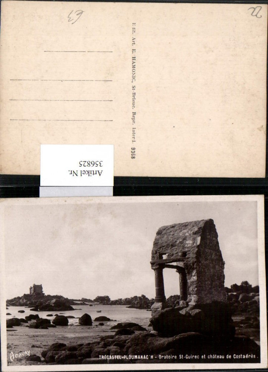 356825,Bretagne Cote-Amor Tregastel-Ploumanach Oratoire St-Guirec et chateau de Costaeres