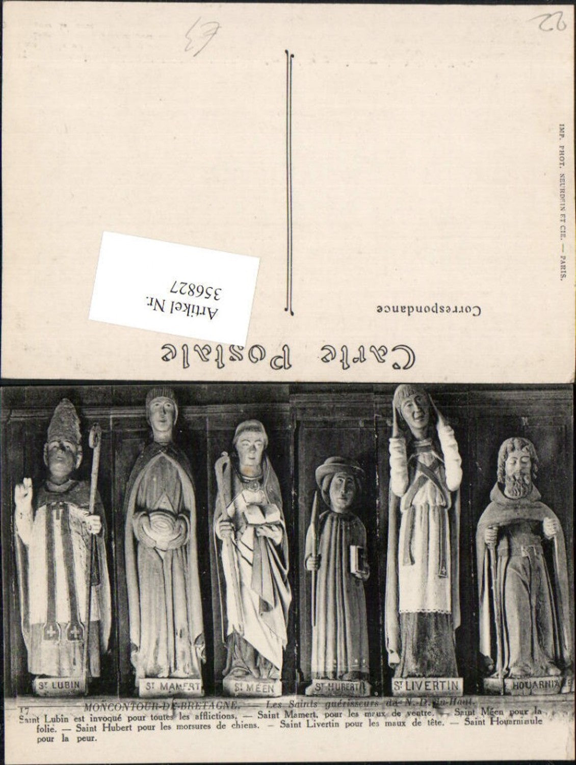 356827,Bretagne Cote-Amor Moncontour-de-Bretagne Les Saints guerisseurs Statuen