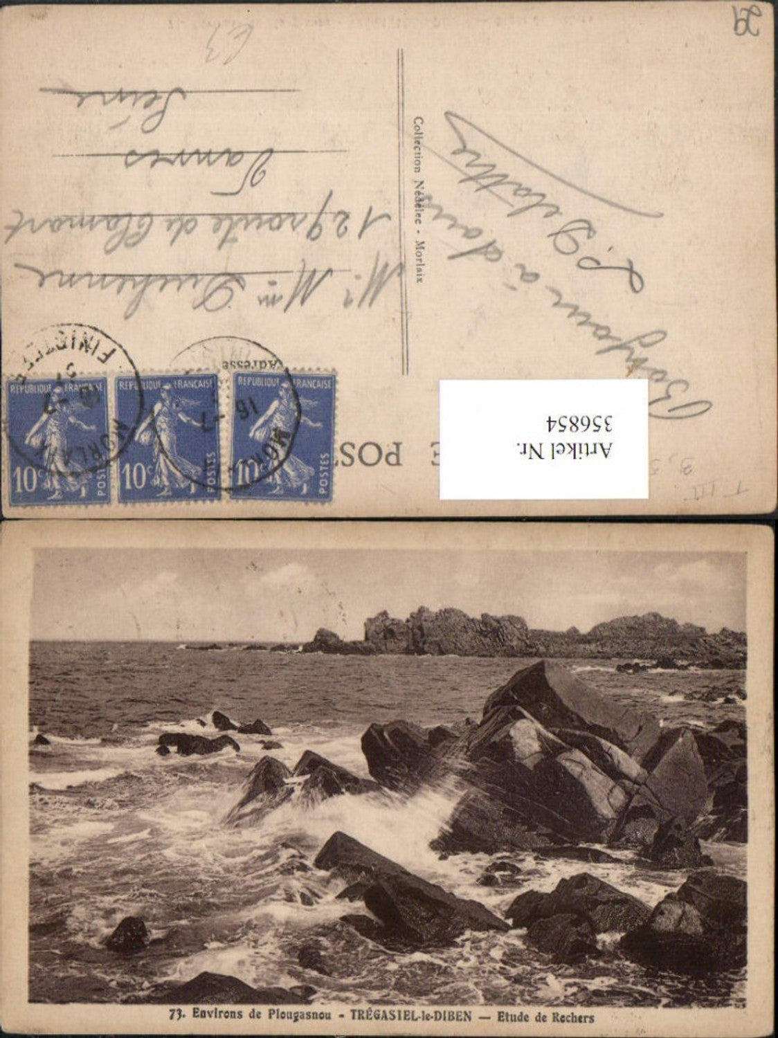 356854,Bretagne Finistere Tregastel-le-Diben Etude de Rochers Küste Felsen