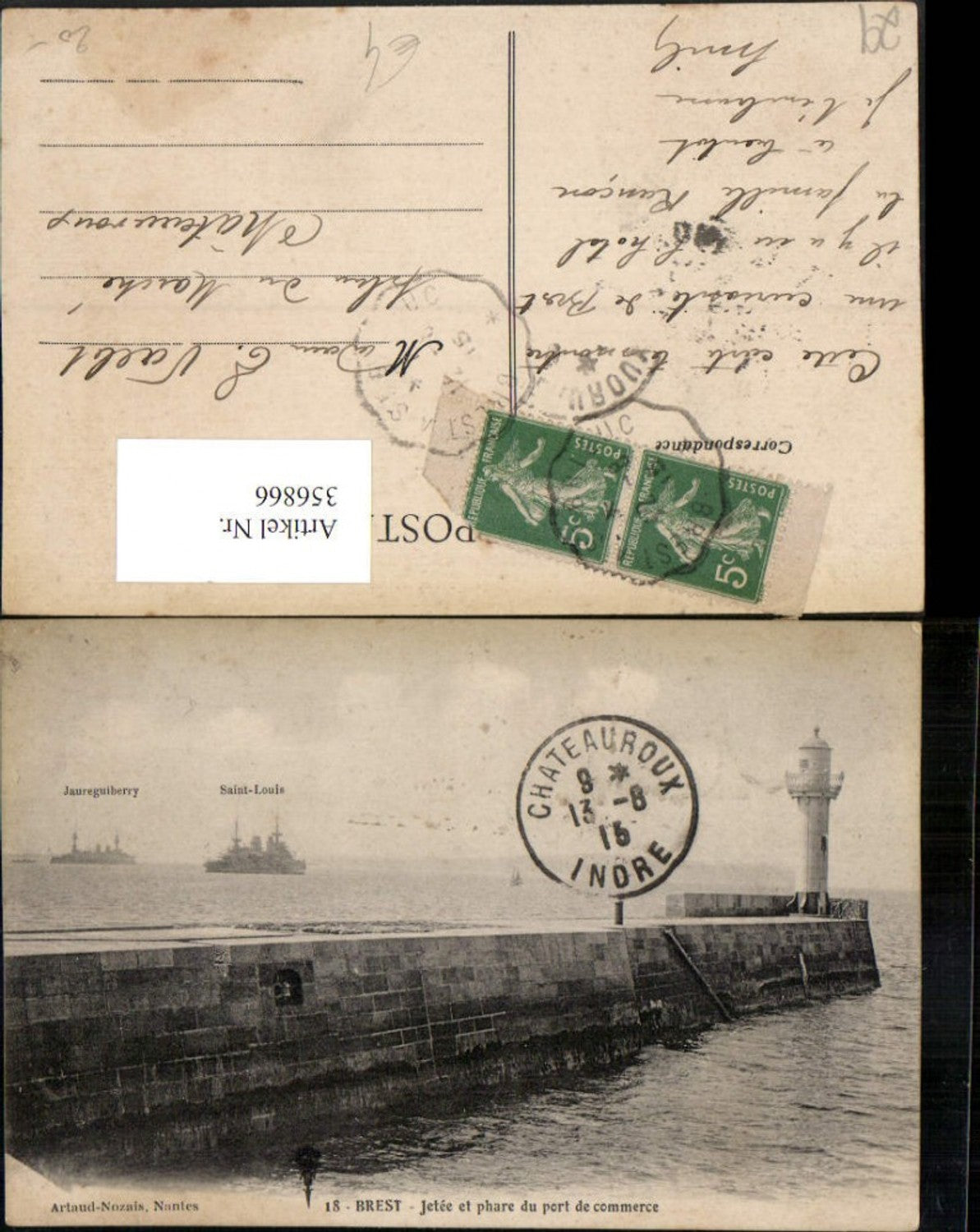 356866,Bretagne Finistere Brest Jetee et phare du port de commerce Leuchtturm